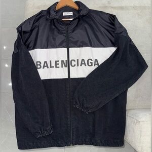Balenciaga Black Nylon Denim Oversize Jacket